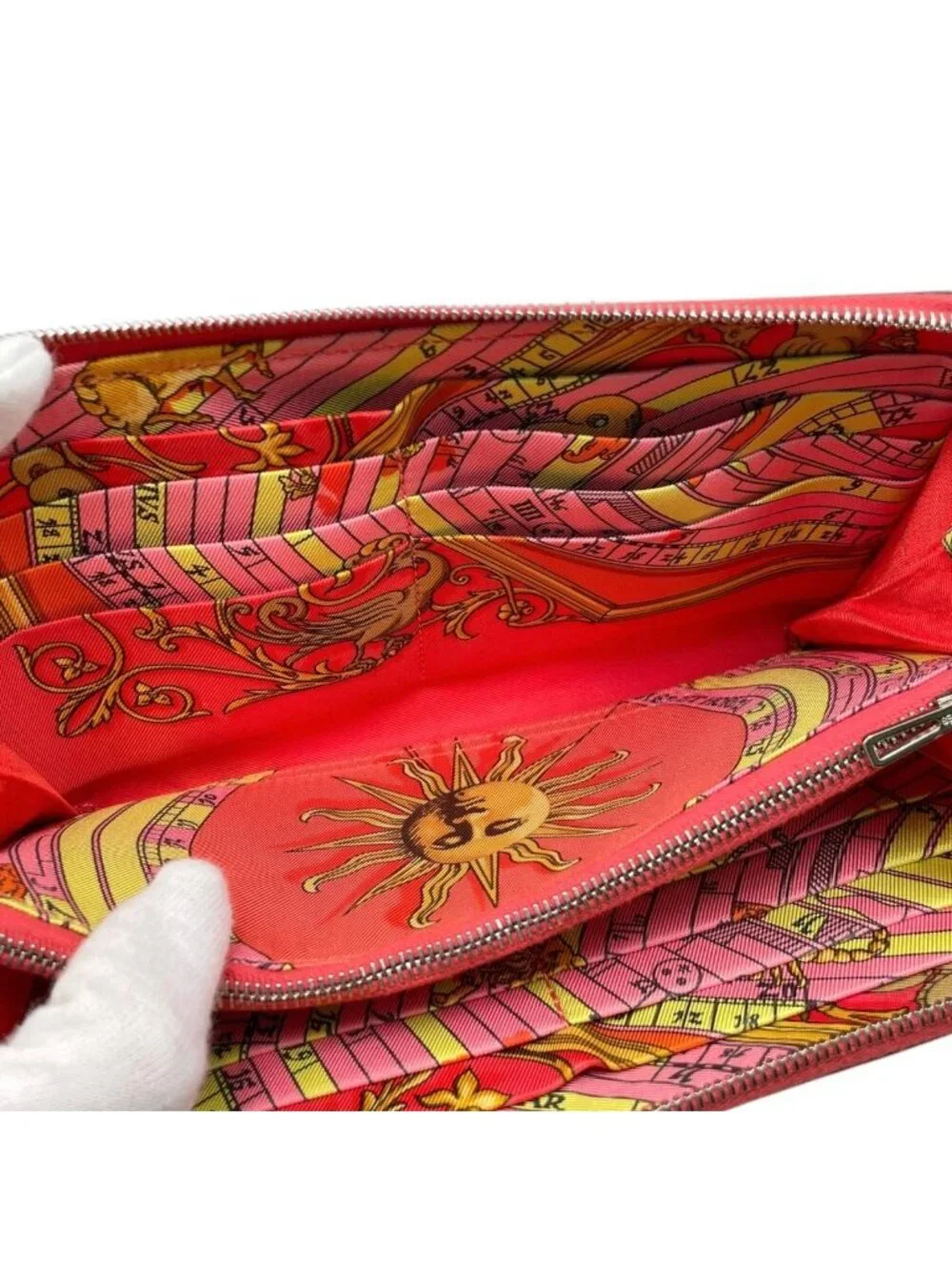 Hermes Wallet Azap Silk in Long Veau Pink Yellow Silver